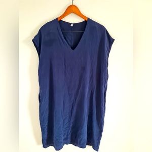 Lily silk, silk Navy V-Neck Midi Dress